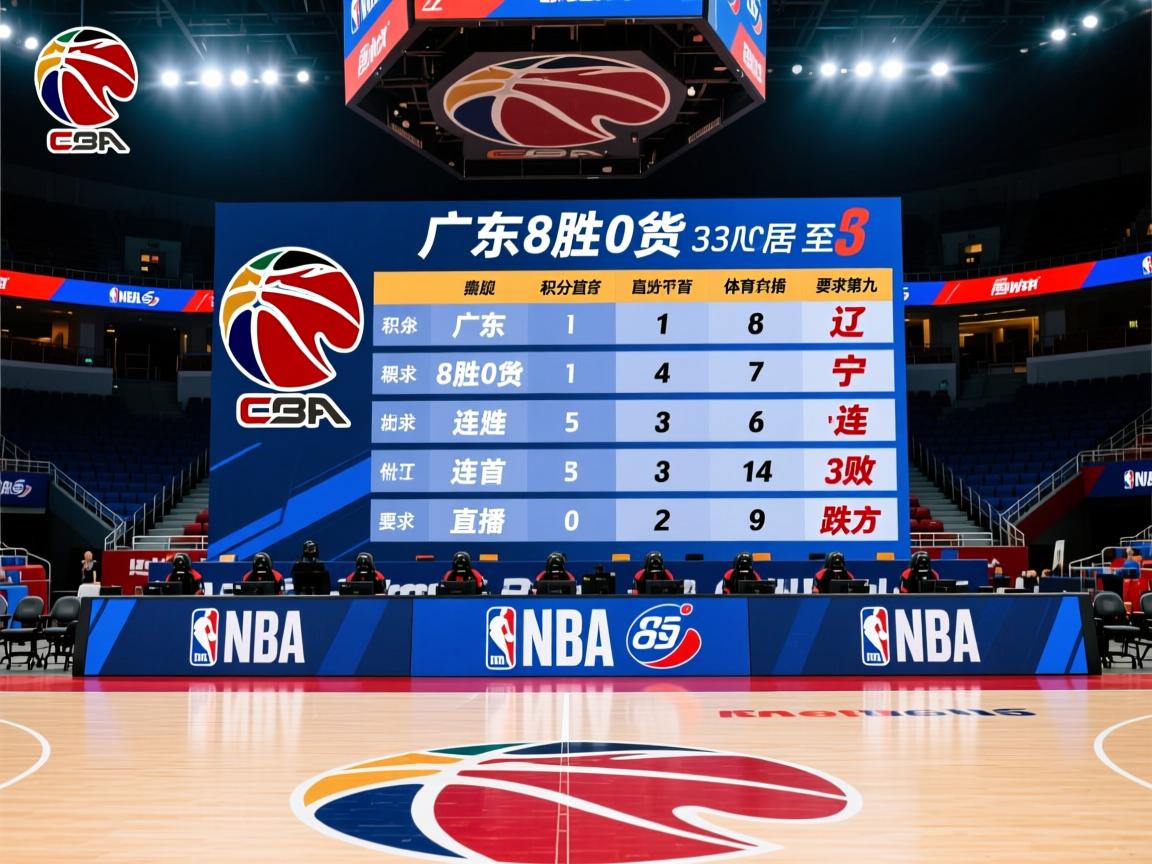 CBA积分榜：广东8胜0负居首辽宁3连败跌至第九  第2张